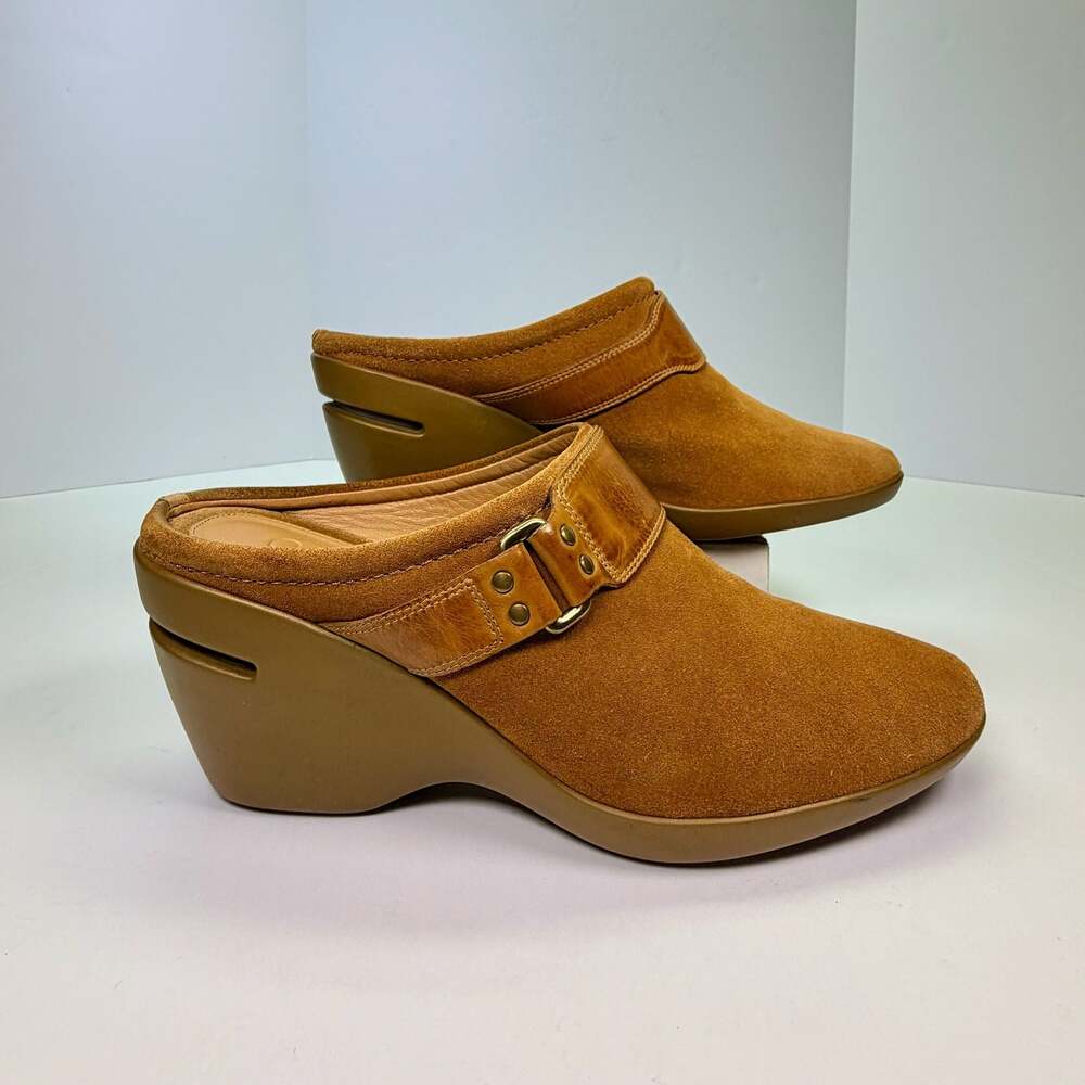 Cole Haan Women's Brown Suede Wedge Mule Clogs with Buckle Detail Size 8.5 B - Picture 2 of 15